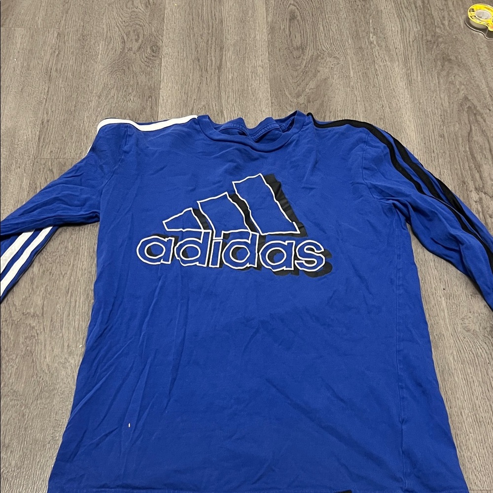 Adidas Royal Blue Long Sleeve with Black Stripes